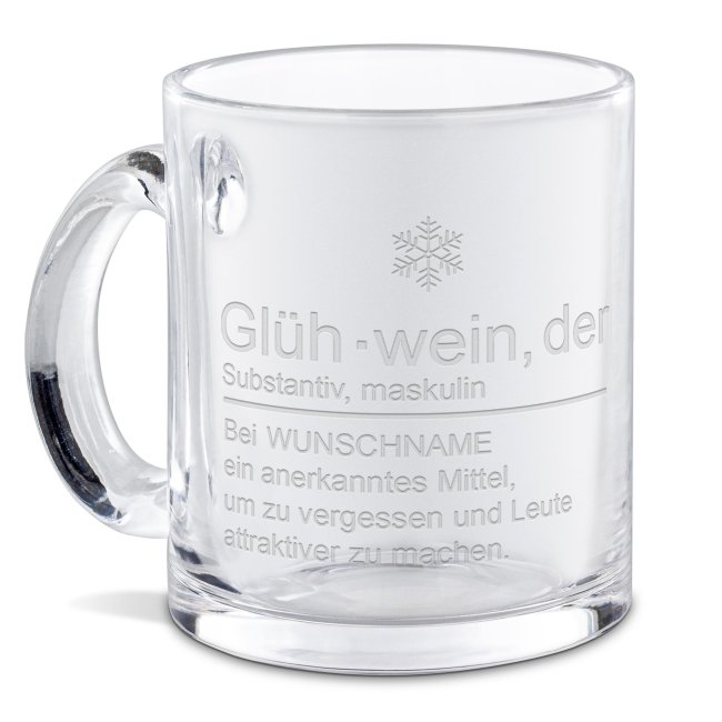 Tassendruck Personalisierte Glastasse mit Gravur - mit lustigem Spruch - Glühwein, um zu vergessen und Leute attraktiver zu machen