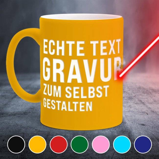 Tassendruck Matte Tassen mit Wunschgravur im Angebot