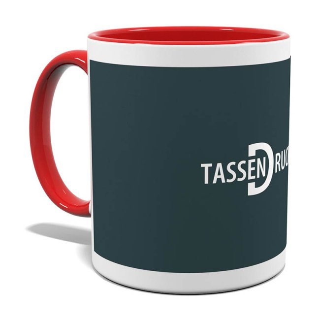 Tassendruck Fototasse innen/Henkel rot Schlussverkauf