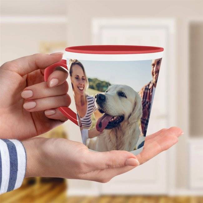Tassendruck Latte Macchiato konisch Innen/Henkel rot Flash Sale