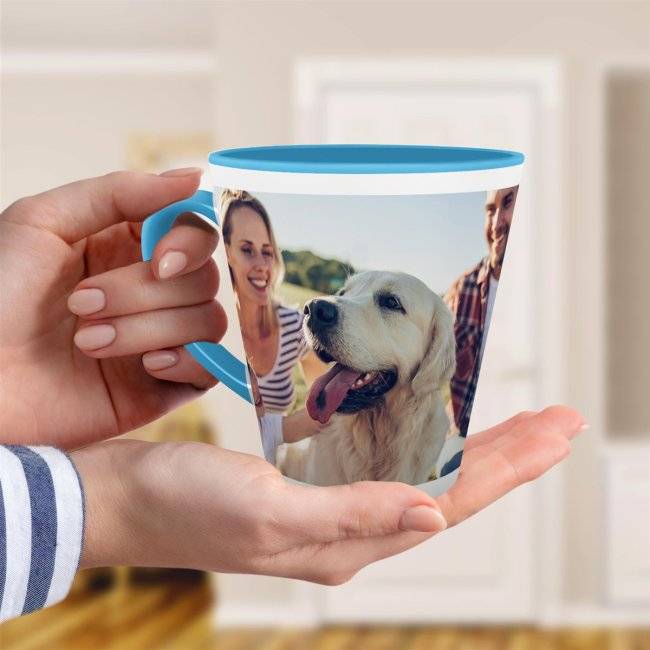 Tassendruck Latte Macchiato konisch Innen/Henkel hellblau Begrenztes Angebot