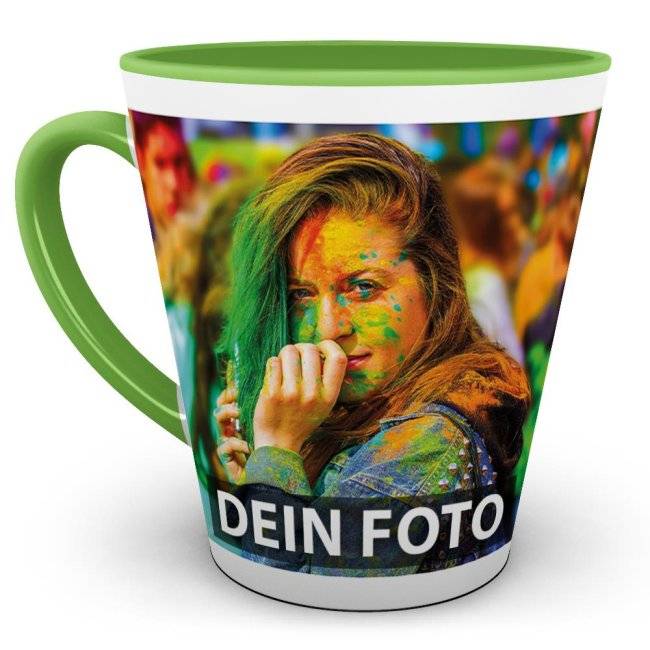 Tassendruck Latte Macchiato konisch Innen/Henkel hellgrün