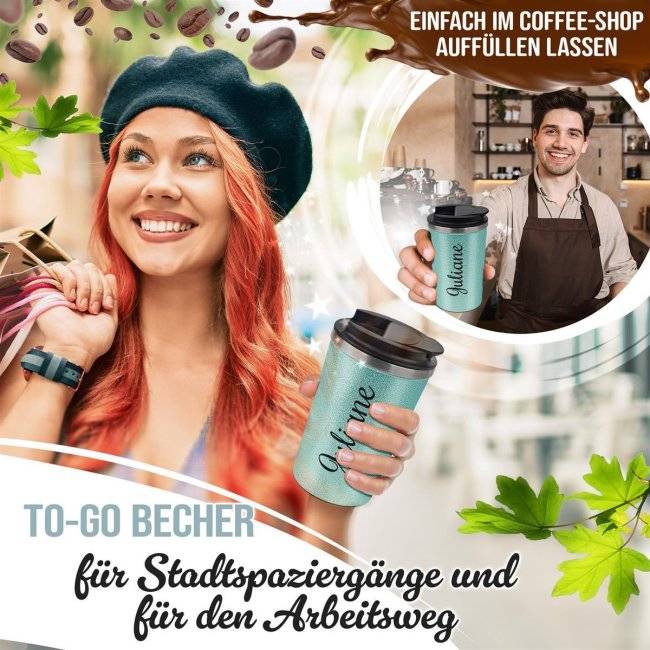 Tassendruck Glitzer-Edelstahlbecher mit Name selbst gestalten - 350 ml - in 4 Farben Cyber Monday