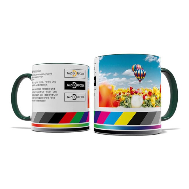 Tassendruck Panoramatasse Innen/Henkel dunkelgrün Top Angebot