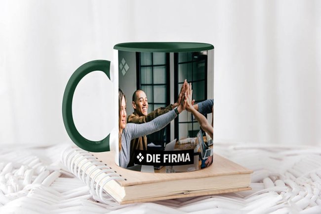Tassendruck Panoramatasse Innen/Henkel dunkelgrün Top Angebot