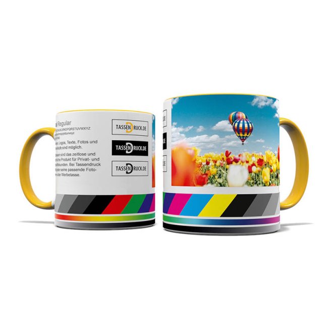 Tassendruck Panoramatasse innen/Henkel gelb Zeitlich begrenztes Angebot