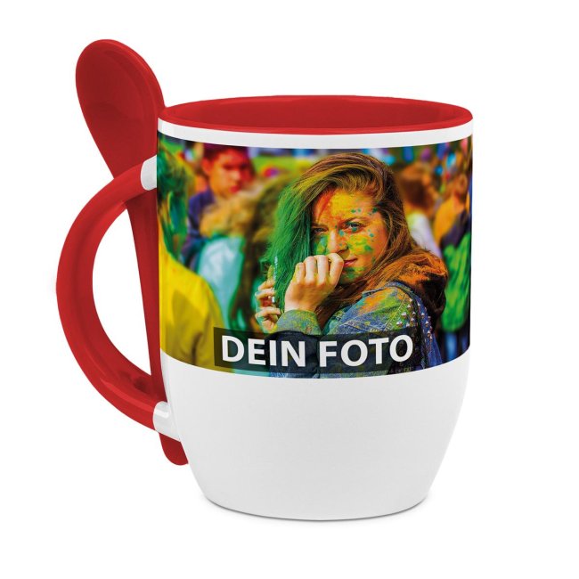 Tassendruck Löffeltasse rot