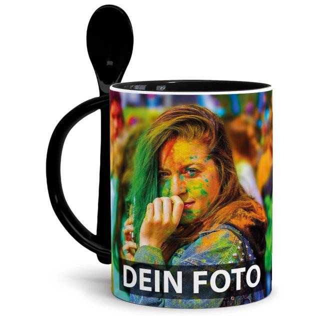 Tassendruck Löffeltasse Klassik schwarz