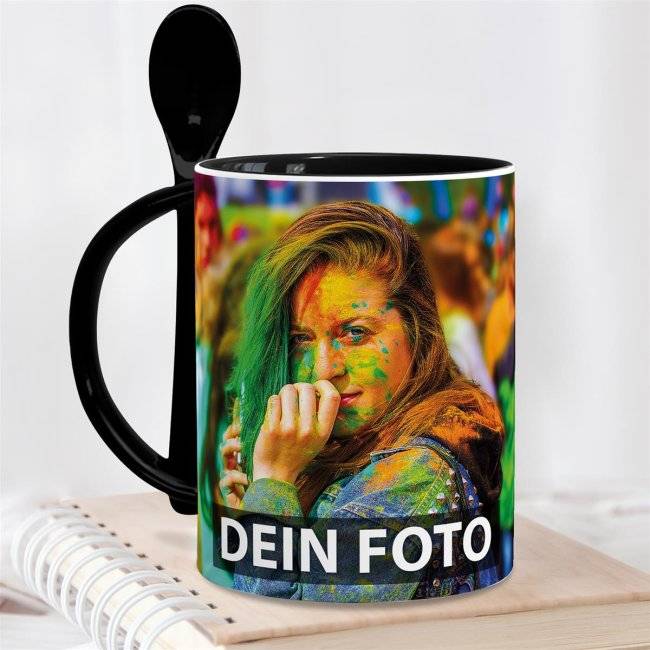 Tassendruck Löffeltasse Klassik schwarz Große Rabatte