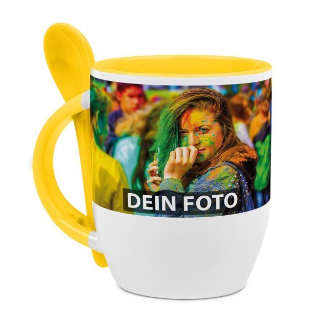 Tassendruck Löffeltasse gelb