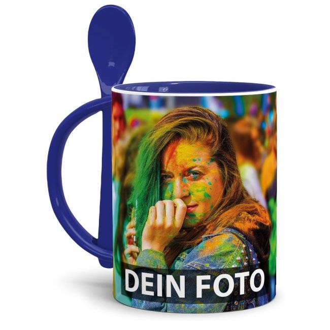 Tassendruck Löffeltasse Klassik dunkelblau