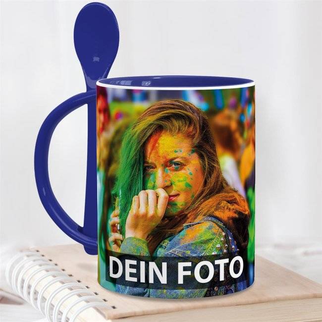 Tassendruck Löffeltasse Klassik dunkelblau Kauf eins, bekomm eins gratis