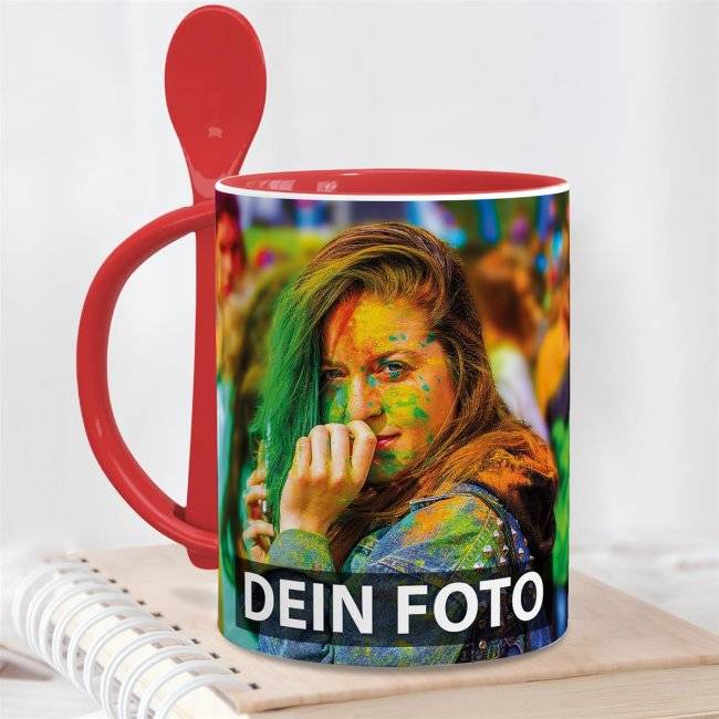 Tassendruck Löffeltasse Klassik rot Sonderangebote