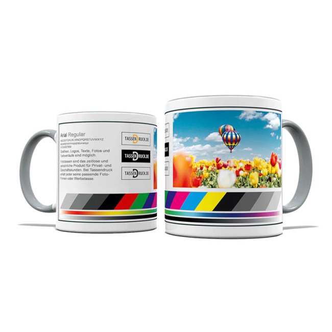 Tassendruck Fototasse innen/Henkel grau Wochenangebot