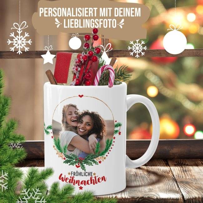 Tassendruck Weihnachtstasse mit Foto selbst gestalten - Frohe Weihnachten Bis zu 65% Rabatt