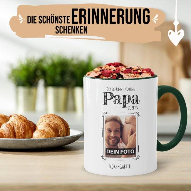 Tassendruck Familientasse für Männer - Der schönste Grund - mit Foto und Name 50% Rabatt mit kostenlosem Versand