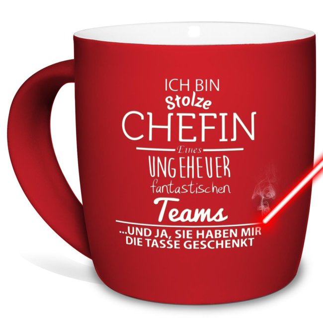 Tassendruck Tassen mit Lasergravur - Chef und Chefin eines fantastischen Teams Speichern exportieren