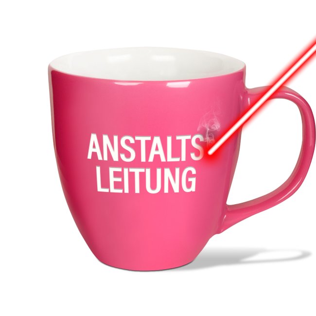 Tassendruck Hochglänzende Porzellantasse mit Gravur - XXL Jumbotasse - Anstaltsleitung - Glossy