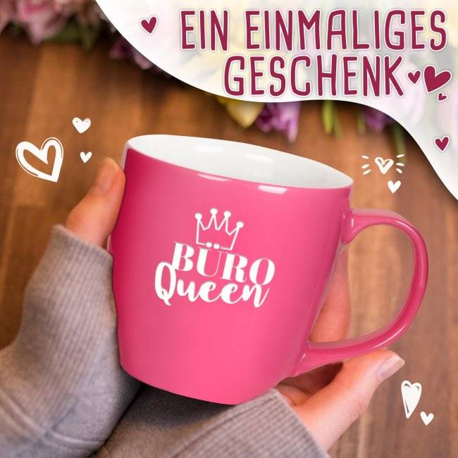 Tassendruck Hochglänzende Porzellantasse mit Gravur - XXL Jumbotasse - Büro QUEEN - Glossy Effect 50% Rabatt für begrenzte Zeit