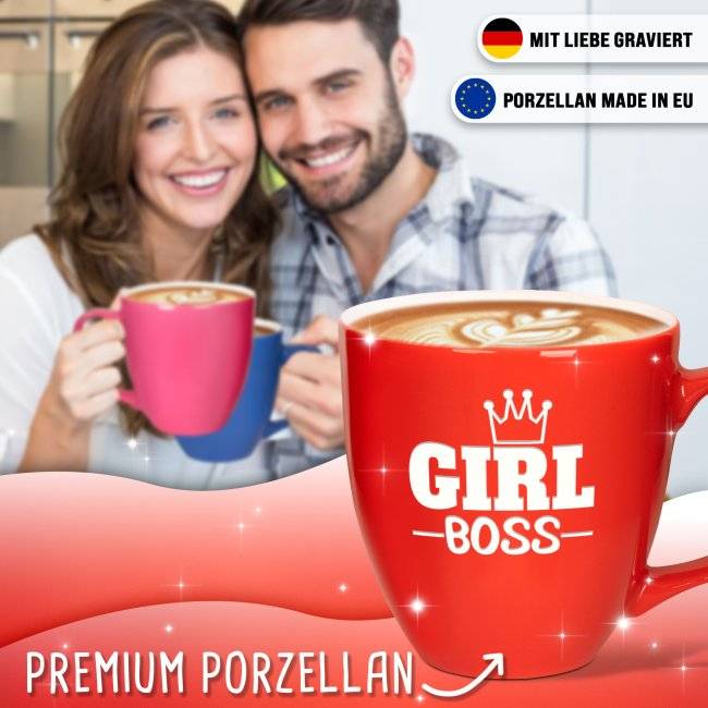 Tassendruck Hochglänzende Porzellantasse mit Gravur - XXL Jumbotasse - Girl BOSS - Glossy Effect 2025