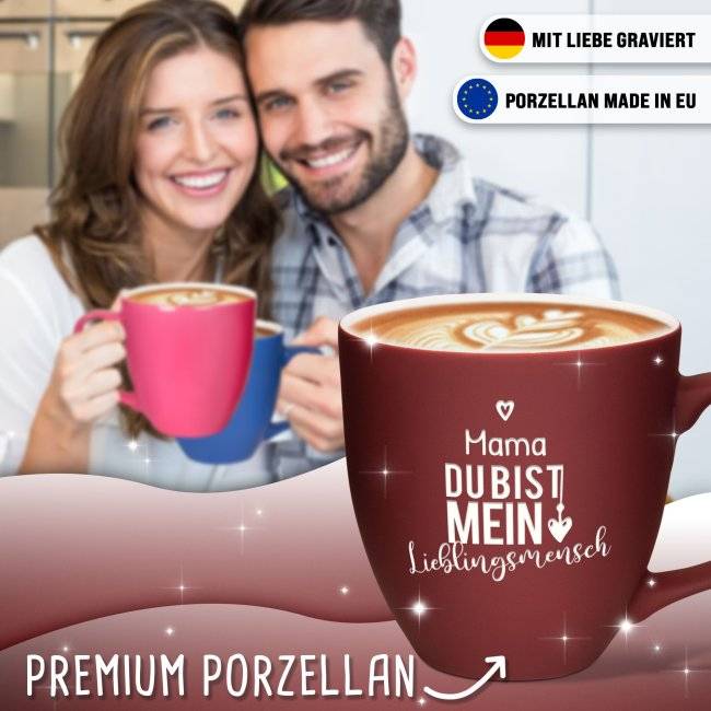 Tassendruck Samtig-matte Porzellantasse mit Gravur - XXL Jumbotasse - Lieblingsmensch - Softtouch Effect Verkauf
