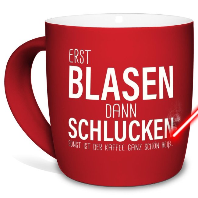 Tassendruck mit Lasergravur - Erst blasen dann schlucken