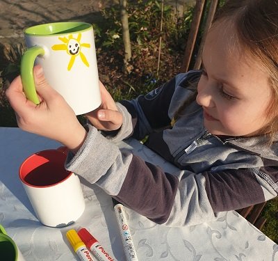 Tassendruck Basteltasse Innen & Henkel farbig Schlussverkauf