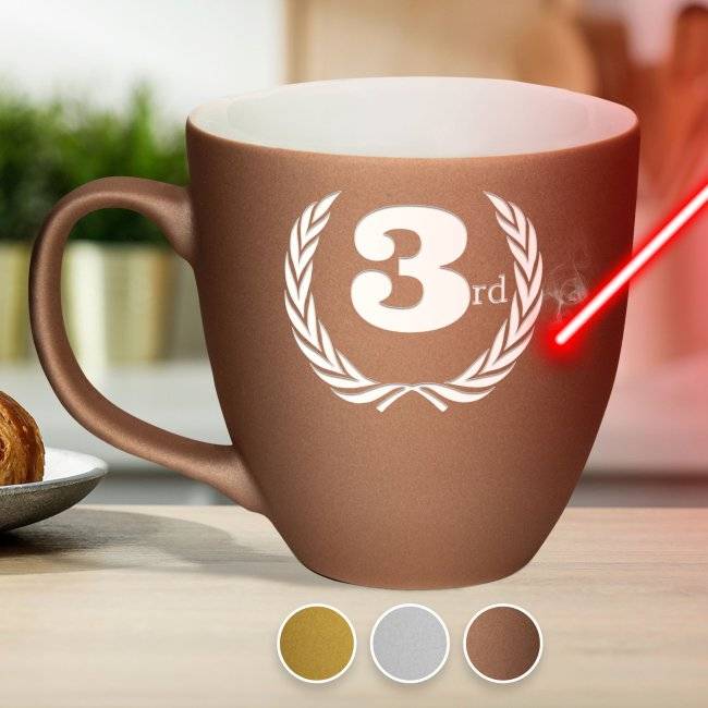 Tassendruck Matte XXL Jumbotasse aus Porzellan mit Gravur - Siegerehrung - Kranz - Soft Touch Flash Sale