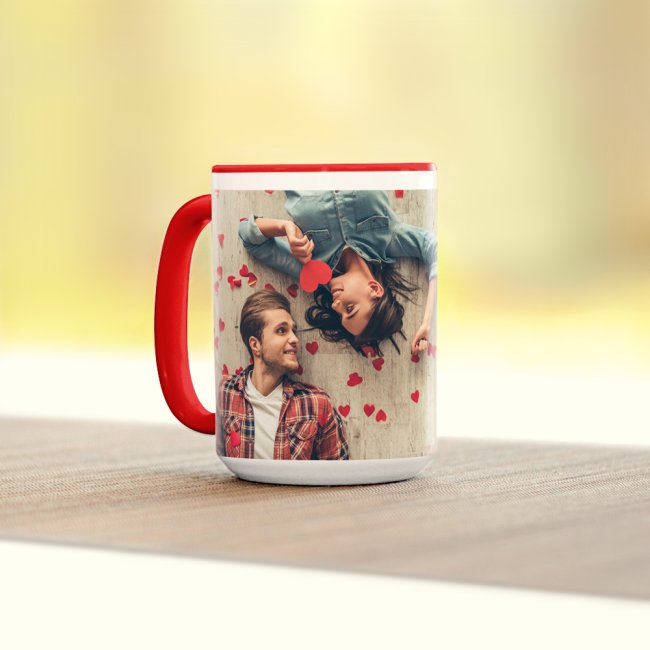 Tassendruck Fototasse Jumbo innen/Henkel rot Weihnachtsangebot