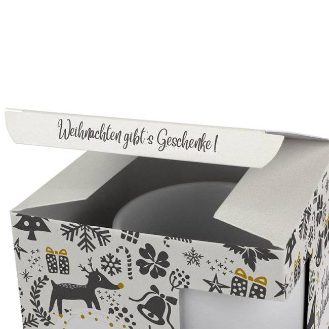 Tassendruck Geschenkverpackung für Tassen - Frohe Weihnachten - Rentier Blitzangebot