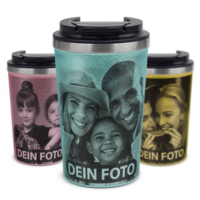 Tassendruck Edelstahlbecher mit Glitzereffekt - 350 ml - in 4 Farben Saisonale Angebote