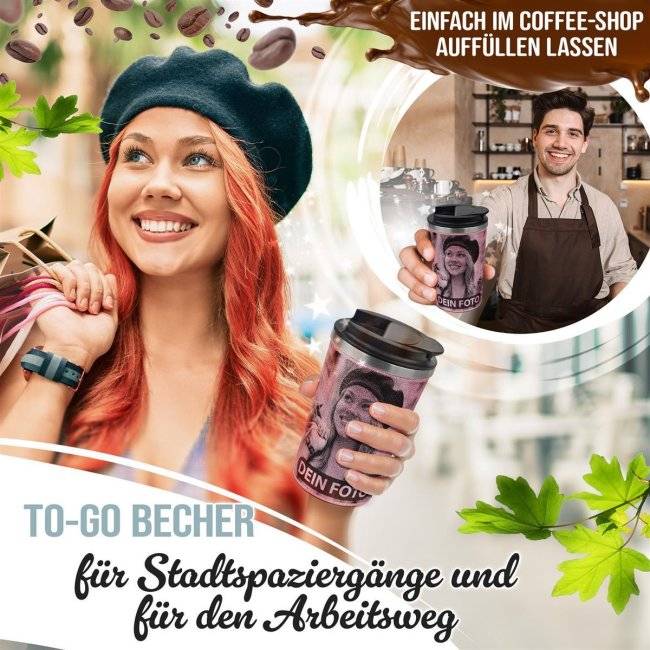 Tassendruck Edelstahlbecher mit Glitzereffekt - 350 ml - in 4 Farben Saisonale Angebote