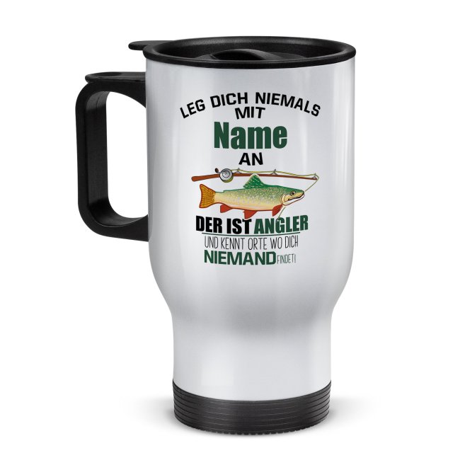 Tassendruck Edelstahl-Thermobecher - Angler kennt Orte - mit Name personalisierbar Super Sparpreis