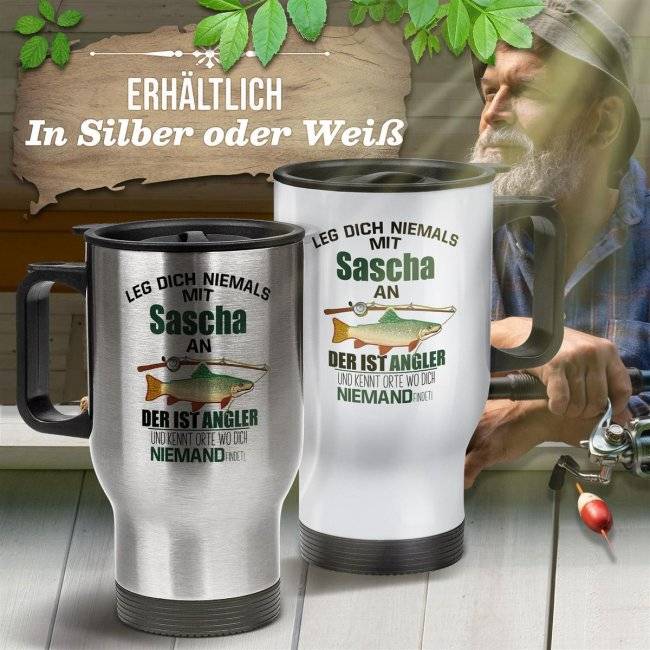 Tassendruck Edelstahl-Thermobecher - Angler kennt Orte - mit Name personalisierbar Super Sparpreis