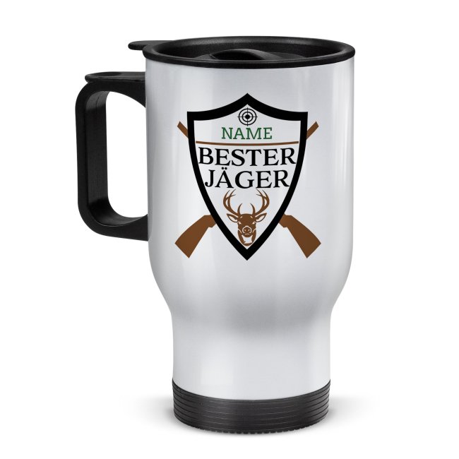 Tassendruck Edelstahl-Thermobecher - Bester Jäger Wappen - mit Name personalisierbar Kostenlose Rückgabe