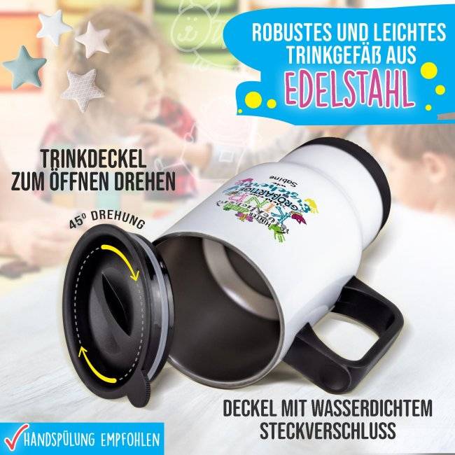 Tassendruck Thermobecher für Erzieherin - Hinter jedem Kind - bunt - mit Name personalisierbar - Weiß JETZT KAUFEN