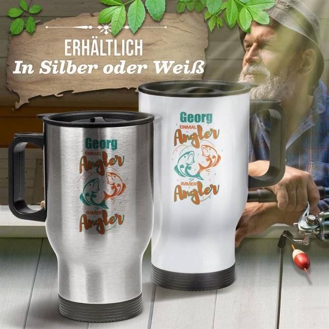 Tassendruck Edelstahl-Thermobecher - Einmal Angler immer Angler - mit Name personalisierbar Neueste Stile