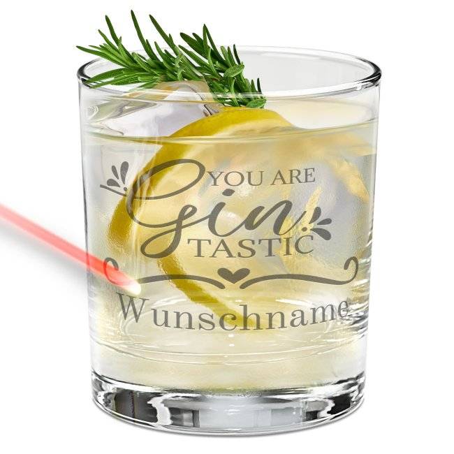 Tassendruck Gin-Glas - Gintastic - mit Name personalisierbar