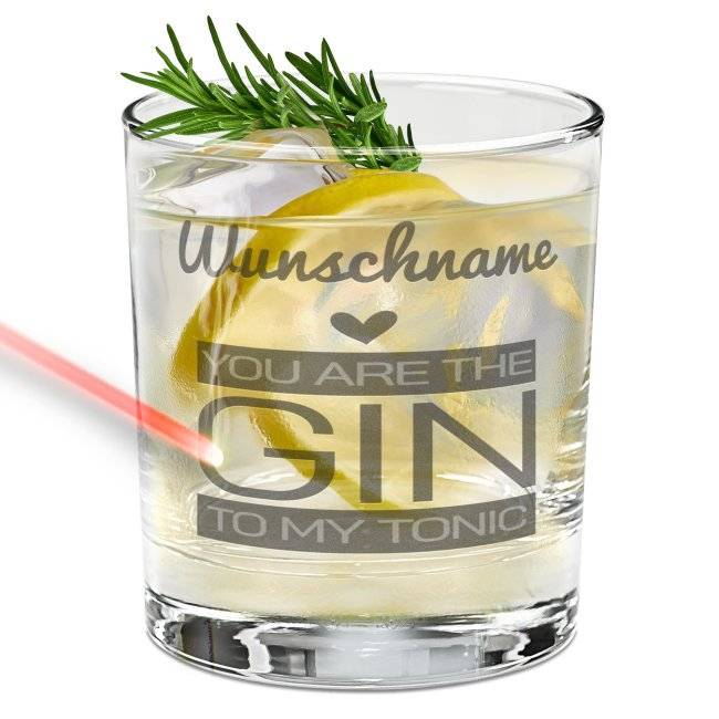 Tassendruck Gin-Glas - Gin to my tonic - mit Name personalisierbar