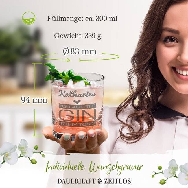 Tassendruck Gin-Glas - Gin to my tonic - mit Name personalisierbar Sonderangebot der Fabrik