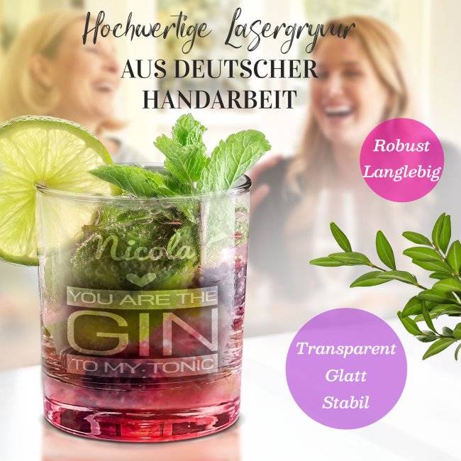Tassendruck Gin-Glas - Gin to my tonic - mit Name personalisierbar Sonderangebot der Fabrik