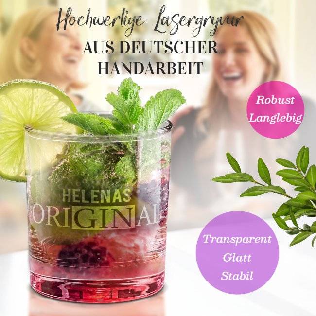 Tassendruck Gin-Glas - OriGINal - mit Name personalisierbar Vierteljährliche Förderung