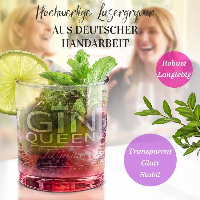 Tassendruck Gin-Glas - Gin Queen - mit Name personalisierbar Bis zu 55% Rabatt