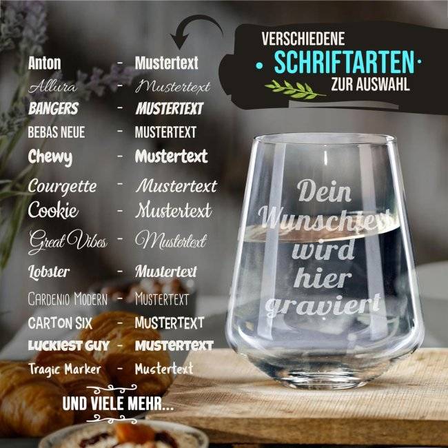 Tassendruck Trinkglas mit Gravur selbst gestalten 50% Rabatt mit kostenlosem Versand