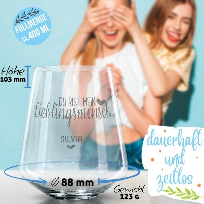 Tassendruck Trinkglas mit Gravur - Mein Lieblingsmensch Begrenzt auf 3 Tage