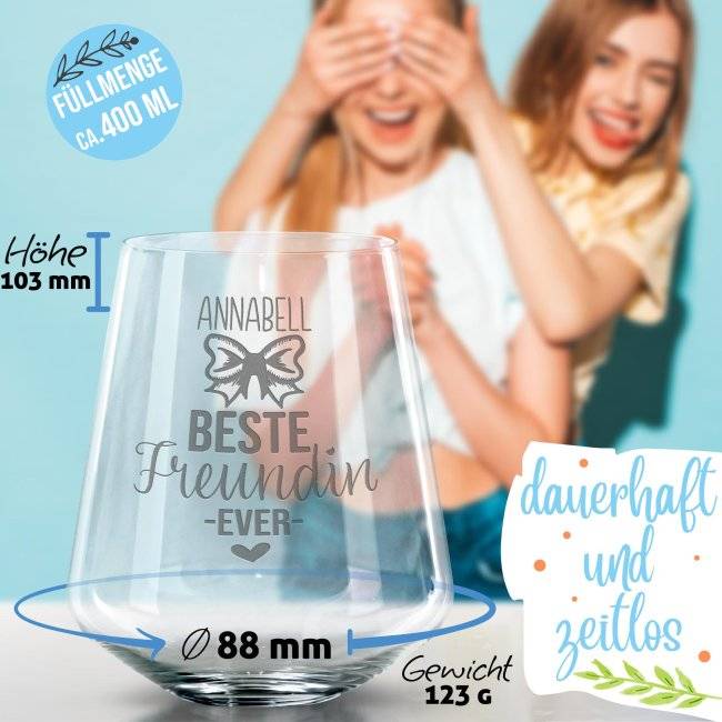 Tassendruck Trinkglas mit Gravur - Beste Freundin ever Speichern exportieren