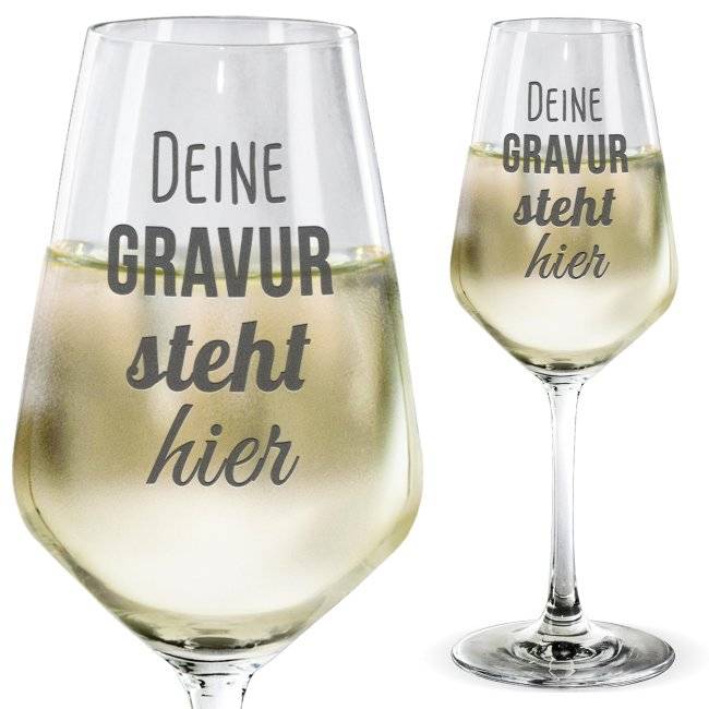 Tassendruck Weißweinglas gravieren - mit Text selbst gestalten