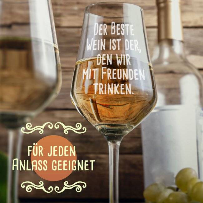 Tassendruck Weißweinglas gravieren - mit Text selbst gestalten 50% Rabatt für begrenzte Zeit