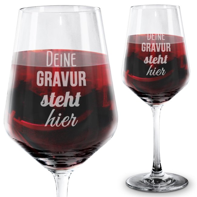 Tassendruck Rotweinglas mit Gravur - mit Text selbst gestalten