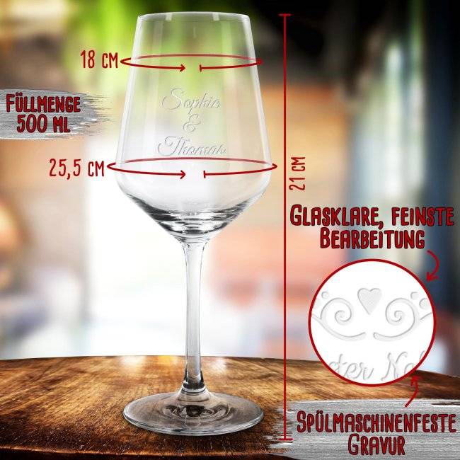 Tassendruck Rotweinglas mit Gravur - mit Text selbst gestalten Rabatte dieses Monats